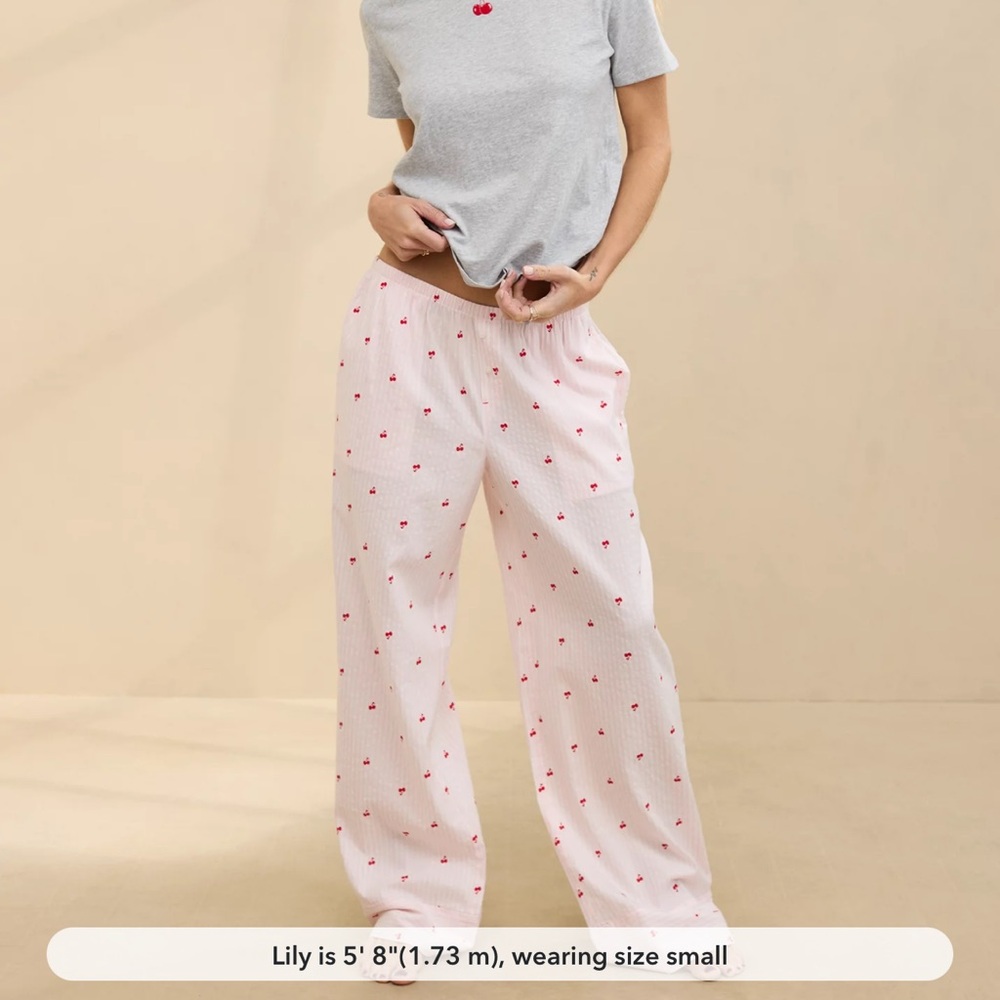 Aerie Cherries Seersucker Pajama Pants